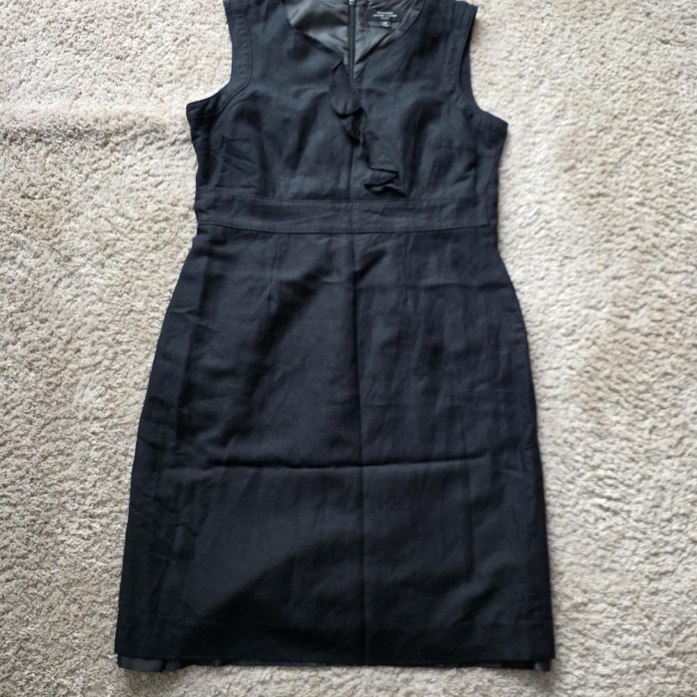 Tahari Black Midi Dress with Ruffle Detail